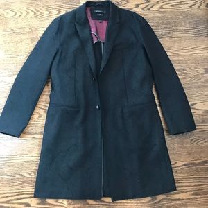 John Varvatos L raw edge fitted black wool coat